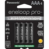 Panasonic BK-4HCCA4BA eneloop Pro AAA High Capacity Ni-MH Pre-Charged Rechargeable Batteries, 4 Pack