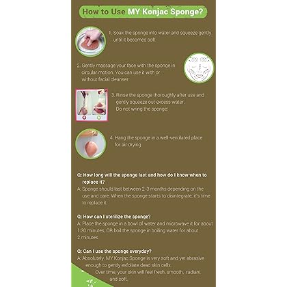 MY Konjac Sponge All Natural Korean Fiber French Red Clay Facial Sponge. Excellent for Dry or Mature Skin. Halal, Leaping Bunny Cruelty Free and the Vegan Society Certified