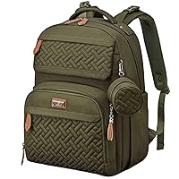 BabbleRoo Diaper Bag Backpack, Travel Backpack with Changing Pad, Pacifier Case & Stroller Straps, Multifunction, Waterproof, Unisex – Army Green