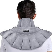 Microwavable Heating Pad for Neck Shoulders and Back, Microwave Heated Neck Wrap with Moist Heat, Weighted Neck Warmer, Light-Gray