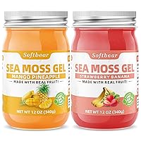 Sea Moss Gel Mango Pinpeapple & Strawberry Banana Flavor Bundle, Wildcrafted Irish Sea Moss Gel Organic Raw Rich in 92 Vitamins & Minerals for Immune Digestive Sea Moss Supplement (12 OZ)