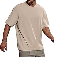 Men's Fashion Oversized T-Shirts Loose Fit Crewneck Short Sleeve Shirts Lightweight Workout Sold Tee