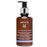 APIVITA Cleansing Foam for Face & Eyes - Removes Makeup & Impurities, Soothing, Hydrating, Revitalizing, Moisturizing Organic Facial Wash, 6.76 Fl Oz