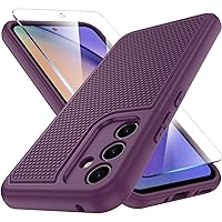 for Galaxy A54 5G Case with Tempered Glass Screen Protector,Samsung Galaxy A54 5G Case, [Camera Protection] Non Slip Textured Back for Samsung Galaxy A54 5G Phone Case (WineRed Pink)