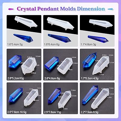 Let's Resin Resin Molds 18pcs Pendulum Crystal Molds for Resin, Silicone Molds for Resin,Multi-Facet Resin Jewelry Molds for Quartz Crystals