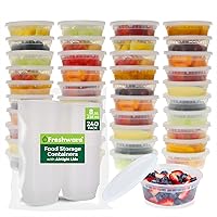 Freshware Food Storage Containers [240 Set] 8 oz Plastic Deli Containers with Lids, Slime, Soup, Meal Prep Containers, BPA Free, Stackable, Leakproof, Microwave, Dishwasher and Freezer Safe