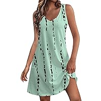 Summer Dresses for Women 2024 Trendy Floral Print Boho Hawaiian Beach Dress Casual Sleeveless Tank Sundress with Pockets