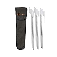 Outset 76145 Stainless Steel Paddle Skewers and Canvas Bag, Silver