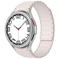 No Gap 20mm Band Compatible with Samsung Galaxy Watch 6 5 4 Band 40mm 44mm, Watch 6 Classic 43mm 47mm/Watch 5 Pro/Watch 4 Classic Strap, Magnetic Silicone Correa for Women Men, Starlight