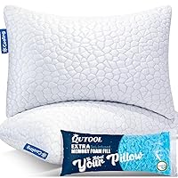 Cooling Pillows for Sleeping 2 Pack, Shredded Memory Foam Bed Pillows Queen Size Set of 2, Gel Pillow for Hot Sleepers Cool Pillow for Side Back and Stomach Sleepers, Cold Pillow, Supportive