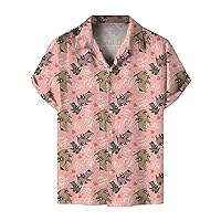 Men's Hawaiian Shirts Button Down Short Sleeve Floral Shirt Hawaii Tropical Beach Vacation Outfits with Pockets