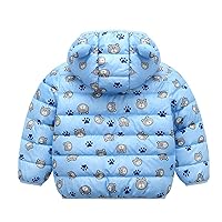 Winter Coat Big Boys Girls Jacket Coat Bear Baby Hooded Winter Outerwear Print Cartoon Boys Ear Boys (Blue, 6-12 Months)