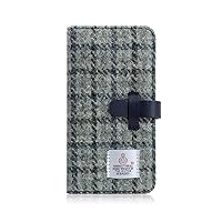 iPhone XS Max Case Flip Cover Genuine Leather Harris Tweed Diary Gray X Navy iPhone Cover Wireless Charging Supported [Japanese authorized agent product] sd13752i65
