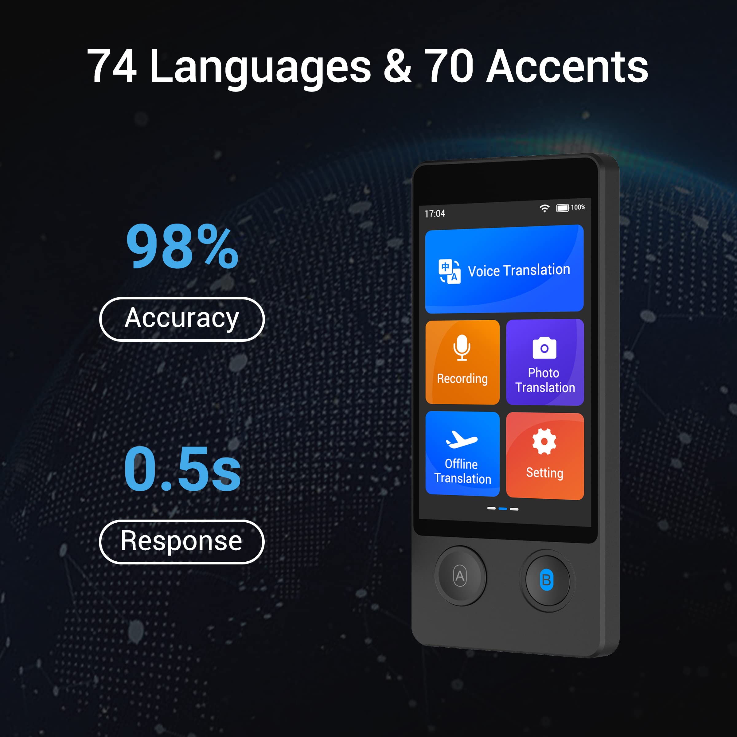 Wooask W12 Language Translator Device Accurate Offline Online Translation 2023 3.7