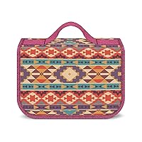 Colorful Aztec Pattern Hanging Toiletry Bag for Women Travel Makeup Bag Organizer Waterproof Cosmetic Bag