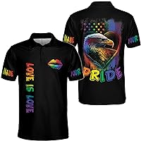 Personalized Name LGBT Men & Women Polo Shirt S-5XL, LGBT Polo Shirt Mens, LGBT Shirts for Women (Style 10, Bird-Eye Pique) Multi