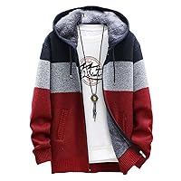 Men's Cardigan Hooded Sweater Autumn Winter Male Clothing Stitching Color Plus fleece Thickening Slim Jacket Coat