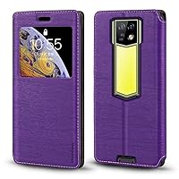 for Ulefone Armor 24 Case, Wood Grain Leather Case with Card Holder and Window, Magnetic Flip Cover for Ulefone Armor 24 (6.78”)