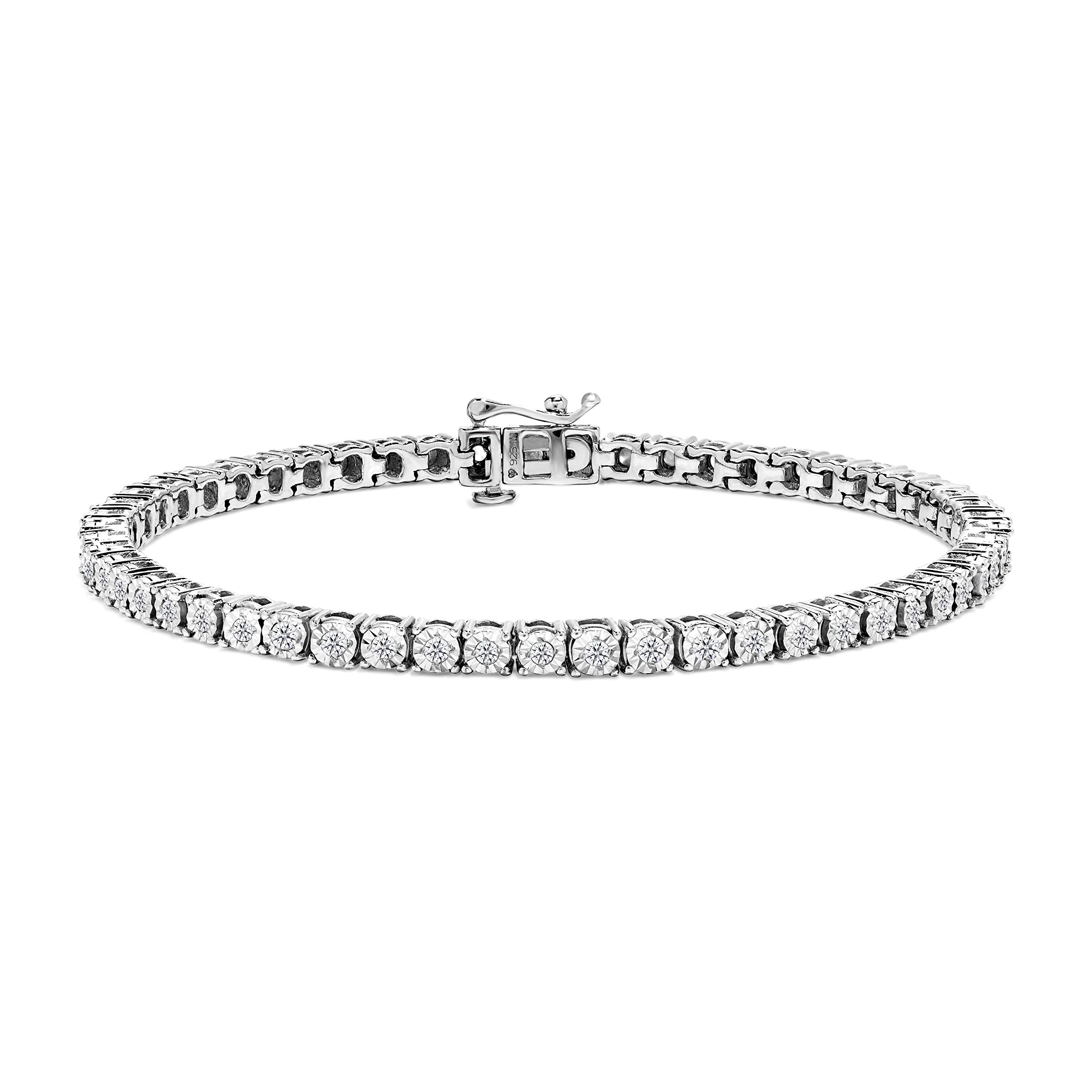 .925 Sterling Silver 1.0 Cttw Miracle-Set Diamond Tennis Bracelet (I-J Color, I3 Clarity)