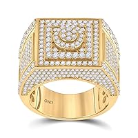 The Diamond Deal 14kt Yellow Gold Mens Round Diamond Square Cluster Ring 3 Cttw