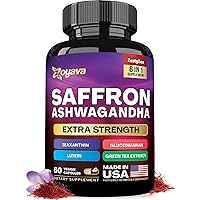 Saffron Supplements 1000mg Glucomannan 1000mg Ashwagandha 1000mg Green Tea Extract 1000mg Lutein & Zeaxanthin - Pure Saffron Extract Capsules - Mood & Vision Pills - 2 Month Supply