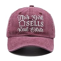 Women's This Girl Sells Real Estate Hat Vintage Washed Adjustable Baseball Cap