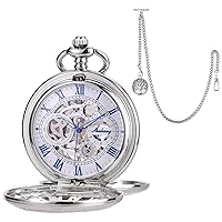 SIBOSUN Pocket Watch Albert Chain T Bar & Lobster Clasps Watch Chain Vest Chain for Men Curb Link Chain 2 Hooks with Antique Life Tree Pendant Design Charm Fob T-Bar Chain Silver