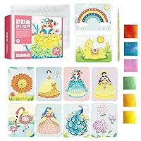 Fabric Art Frenzy, Paper Craft Kit, Dot Stickers Art Craft Airplane Activity Kits for Kids, Fabric by Number Art & Crafts, Art DIY Toys, Princess Dress-Up with Watercolor Painting