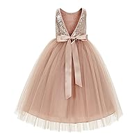 ekidsbridal Sequin V-Back Junior Flower Girl Dress Princess Bride Toddler Daily Gown LG1