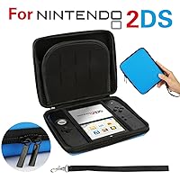 GPCT Nintendo 2DS Hard Shell EVA Carry Case Cover Bag. Protects Against Bumps/Drops/Dust/Dirt/Scratches. Protective Travel Storage Cover Pouch W/ 8 Game Holders, Double Zipper Zip Pocket- Blue