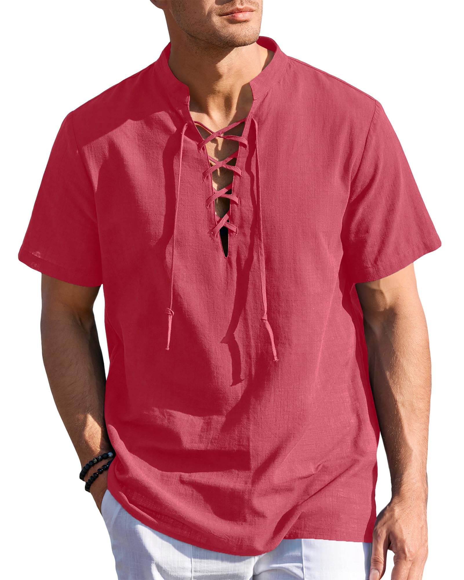 Pirate Shirt Red - Lace Up Neck