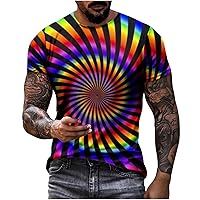 Men's 3D Printed Optical Illusion Graphic T-Shirt Casual Funny Short Sleeve Crewneck Tops Summer Colorful Tee Blouse