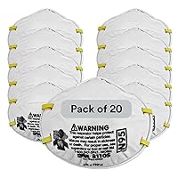 Particulate Respirator, 8110S, N95, Unsealed , Smaller Size, Adjustable Noseclip, Two Strap Design, Advanced Electrostatic Media, Nosefoam, Disposable, (Pack of 20)
