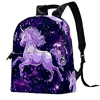 Travel Backpack for Women,Backpack for Men,Cartoon Unicorn Running Purple,Backpack