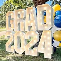 2024 Graduation Decorations - 2FT Large PRE-CUT 2024 Marquee Numbers Kit & GRAD Mosaic Foam Board Sign - Class of 2024 Party Supplies Decor for Kindergarten Preschool High School Wedding Prom