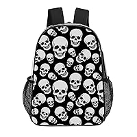 Clear Backpack Heavy Duty PVC Transparent Backpack Stadium Approved, Large Clear Book Bag Compatible with Black Skull Head for College Work