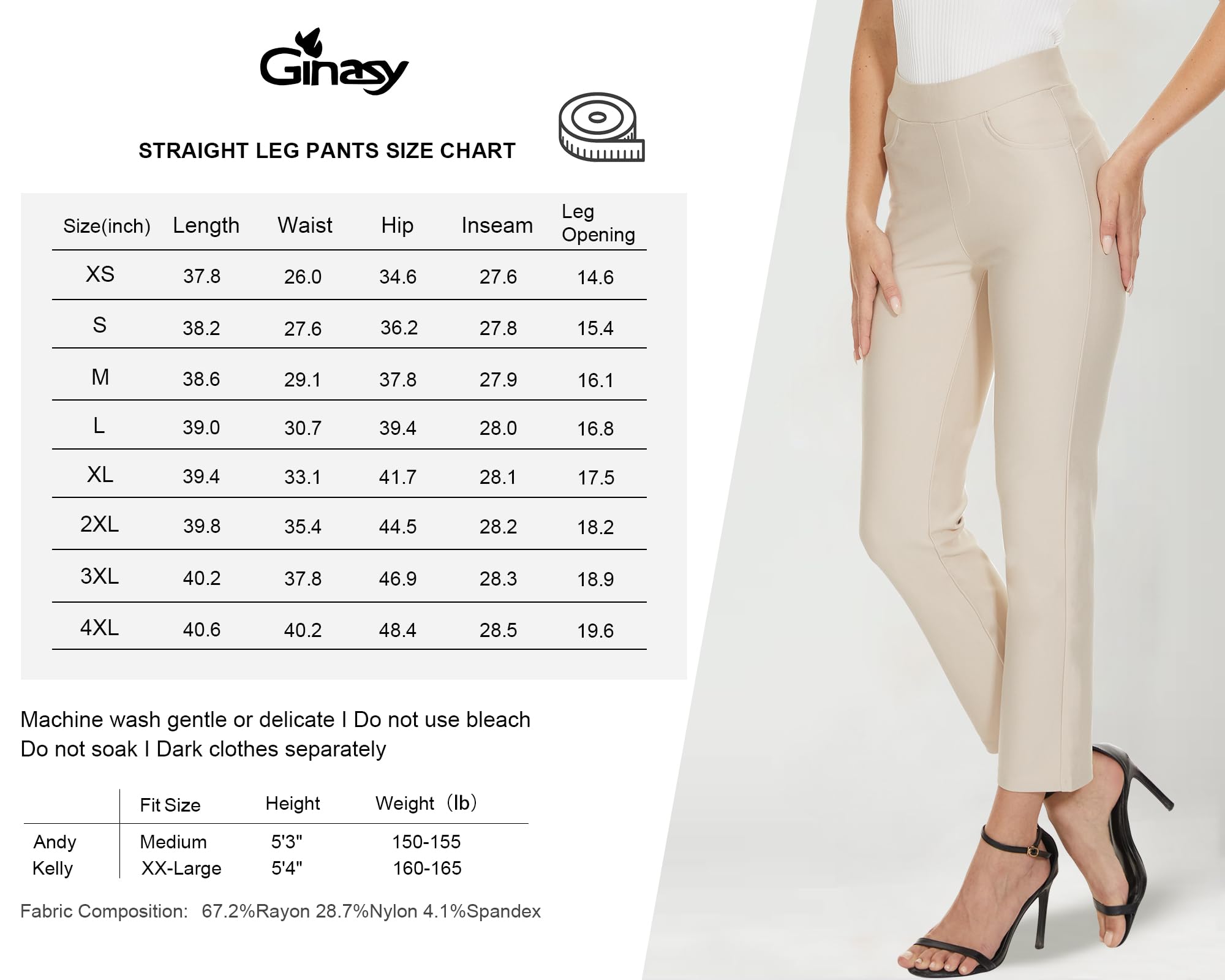 Ginasy Black Dress Pants for Women Business Casual High Waisted Stretch  Ankle Work Pants Straight Leg Office Trousers