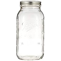 Ball Wide Mouth Half Gallon 64 Oz Jars with Lids and Bands, Set of 6, Clear