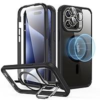 ESR for iPhone 15 Pro Max Case, Full-Body Shockproof MagSafe Case, Exceeds Military-Grade Protection, Magnetic Phone Case for iPhone 15 Pro Max, 2-Part Tough Case with Stand, Armor Series, Clear Black