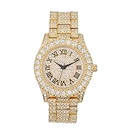 Charles Raymond Women's Big Rocks Bezel Colored Dial with Roman Numerals Fully Iced Out Watch - ST10327LA