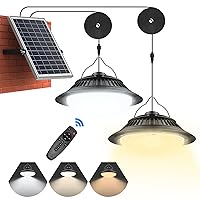 Solar Pendant Light Motion Sensor 2 Pack, 5 Modes 3200K/4000K/6000K Dimmable Solar Shed Lights with ON Off Switch & Remote Daytime Available Solar Hanging Chandelier Lights Indoor/Outdoor Home