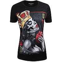 Queen of Hearts Womens Shirt Reina de Corazon Tattoo Sugar Skull Poker Tshirt