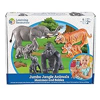 Learning Resources Jumbo Jungle Animals: Mommas and Babies, Momma and Baby Elephant, Momma and Baby Gorilla, and Momma and Baby Tiger, 6 Animals