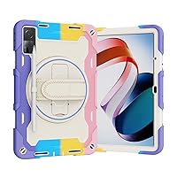 for Xiaomi RedMi Pad 10.61 inch 2022 Case,Rugged Shockproof Protective Silicone Cover for RedMi Pad 10.61'' Released 2022, W 360 Stand Hand Strap + Shoulder Strap,Colorful Pink
