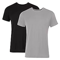 Hanes Men's Originals Supersoft T-Shirt, Viscose from Bamboo Undershirt, Black/Grey, 2-Pack