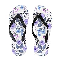 Vantaso Slim Flip Flops for Women Cute Purple Violet Flowers Yoga Mat Thong Sandals Casual Slippers