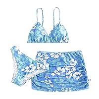 Girls Swim Suit Size 16 Kids Child Girls 3 Piece Swimsuits Bathing Suit Flower Print Bikini Tops Bathing Suit 4t