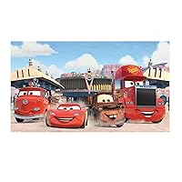 RoomMates JL1303M Cars Friends to The Finish XL Chair Rail Prepasted Mural 6' X 10.5' -Ultra-Strippable Disney Pixar Water Activated Removable Wall Mural-10.5 6 ft, Toy, Red