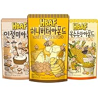 [Official Gilim HBAF] Korean Seasoned Almonds 3 Flavor Gift Party Pack Mix (Honey Butter, 1 X 190g, Baked Corn, 1 x 190g, Injeolmi, 1 x 190g)