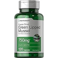 Horbäach Green Lipped Mussel | 750 mg | 120 Capsules | from New Zealand | Premium Freeze Dried Mussel Powder | Non-GMO and Gluten Free